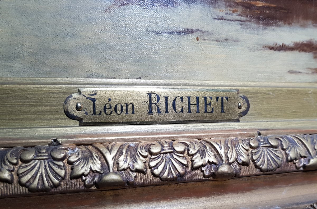 Léon RICHET - Grand tableau XIXè - Barbizon-photo-7