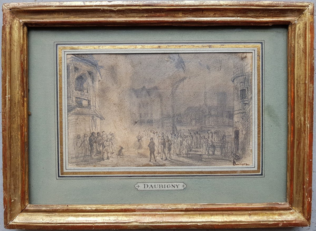 Daubigny - Drawing 1840 - Esmeralda / Notre-dame De Paris-photo-2