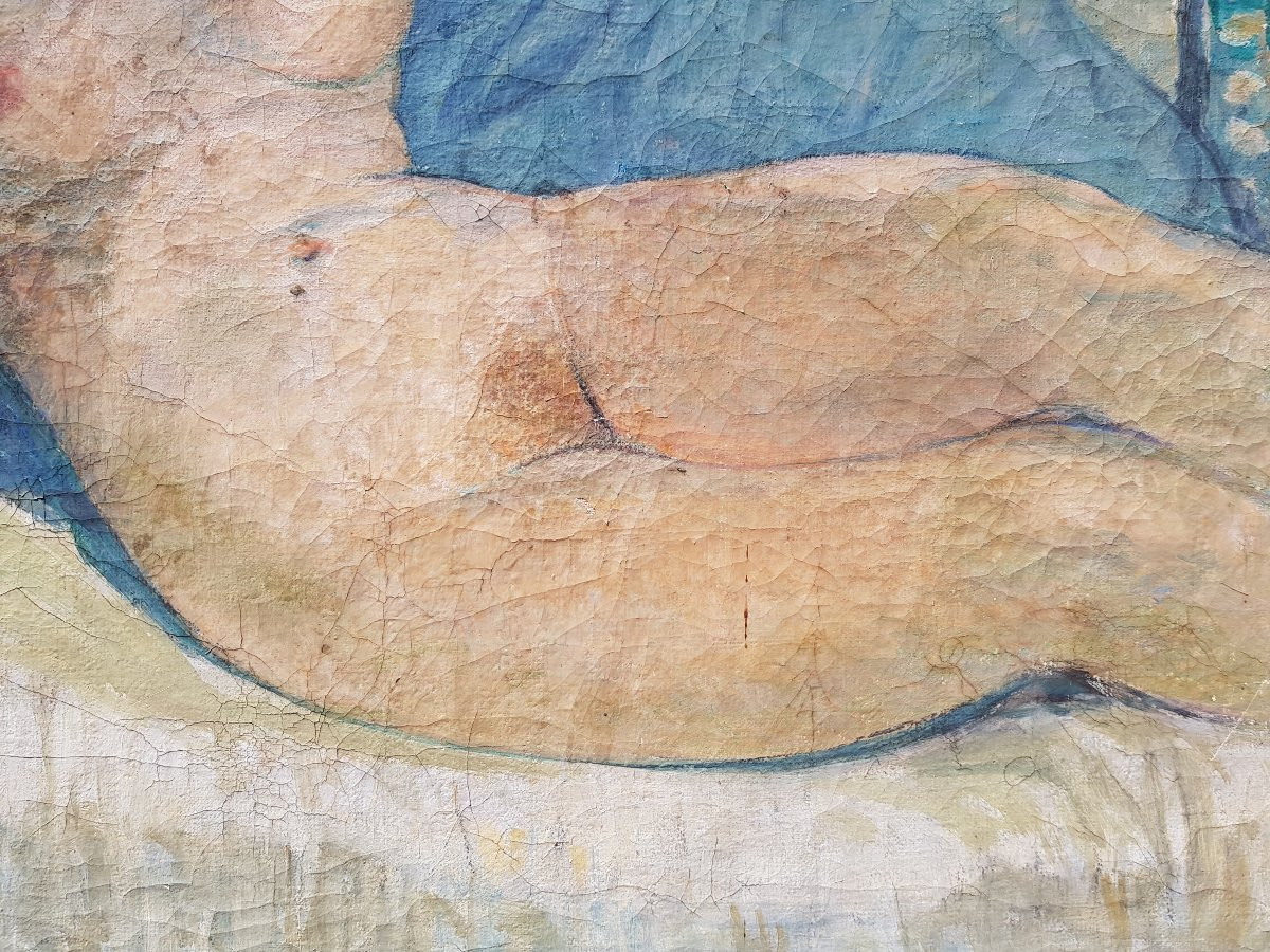 Fernand Lantoine - Large Oil On Canvas - Nude Woman-photo-2