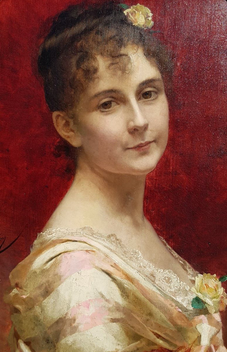Chantron - Oil On Canvas - Young Woman Portrait - 1884-photo-3