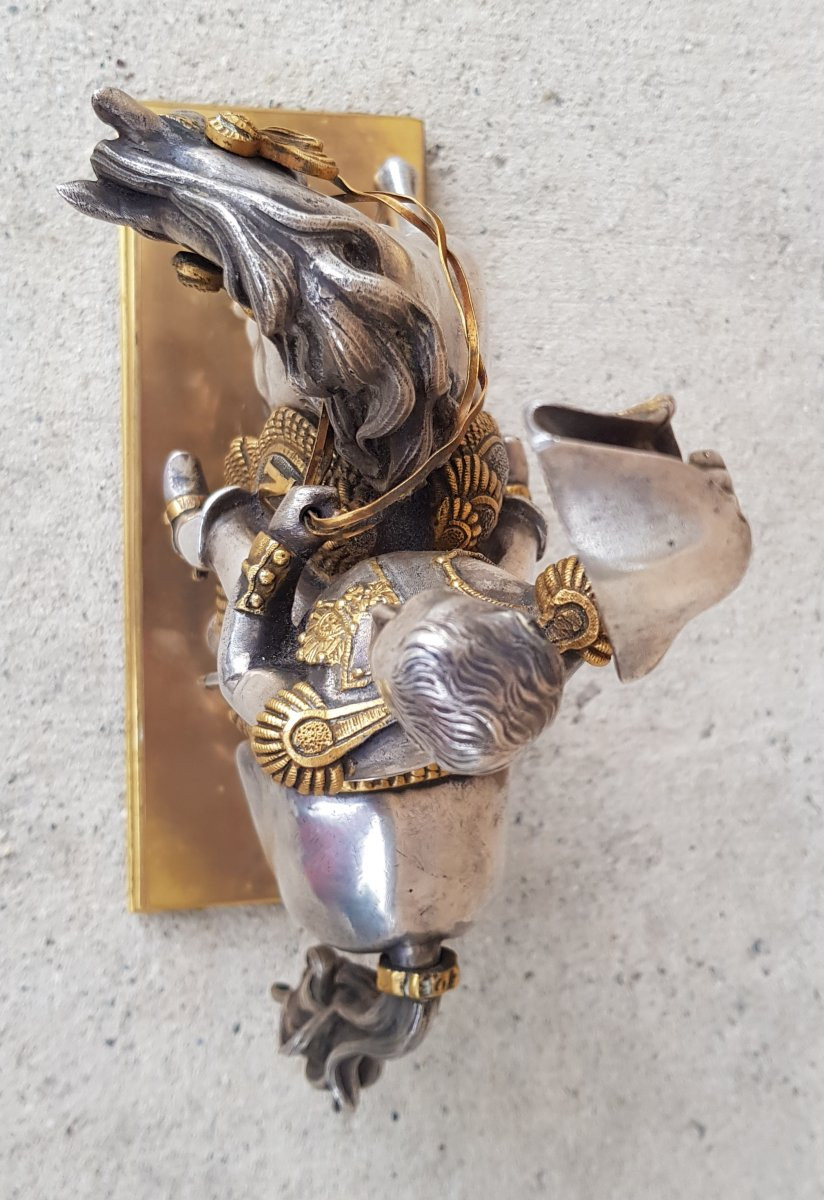 NAPOLÉON à cheval - Bronze doré / argenté XIXè-photo-2