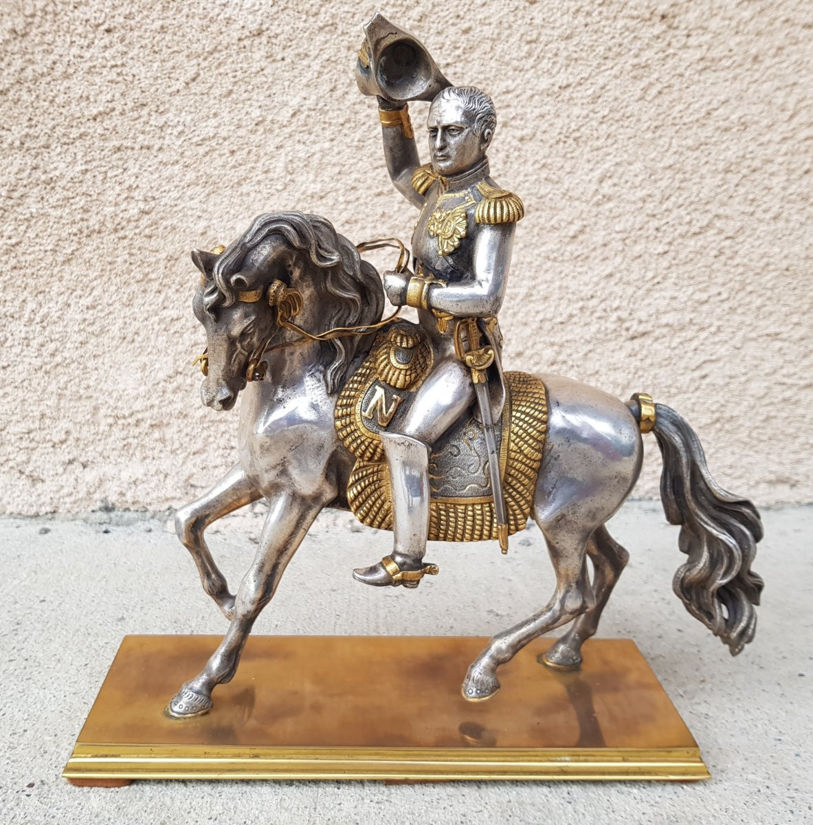 NAPOLÉON à cheval - Bronze doré / argenté XIXè-photo-3