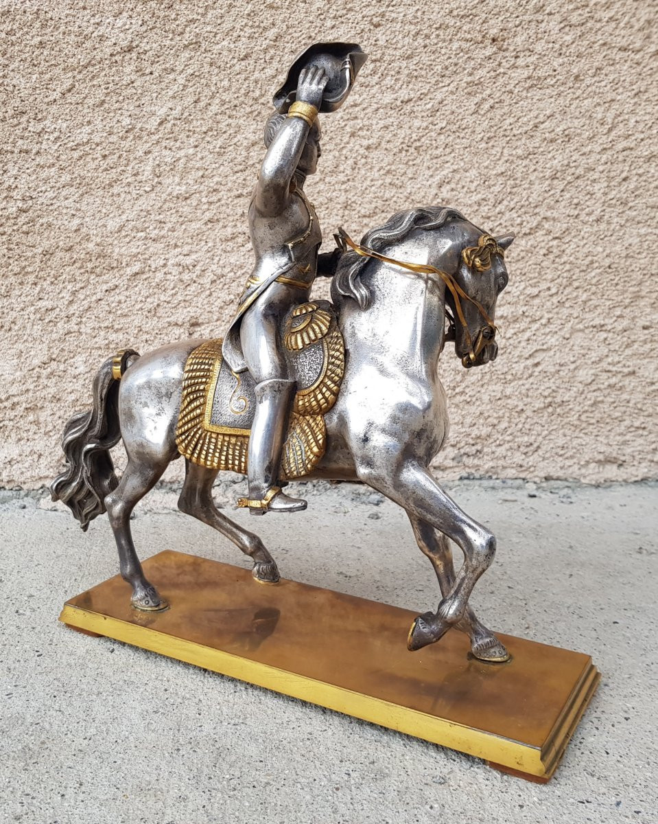 NAPOLÉON à cheval - Bronze doré / argenté XIXè-photo-4