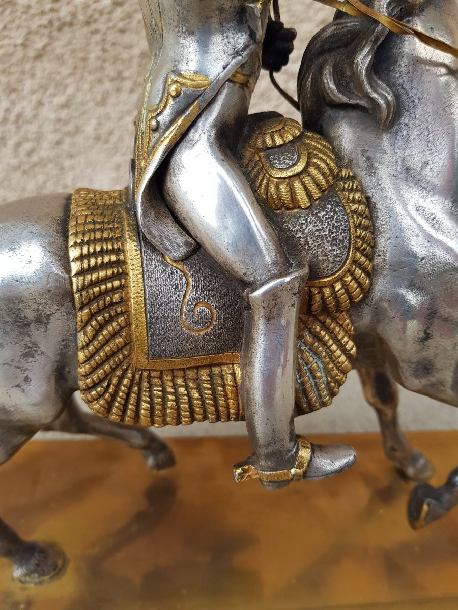 NAPOLÉON à cheval - Bronze doré / argenté XIXè-photo-1