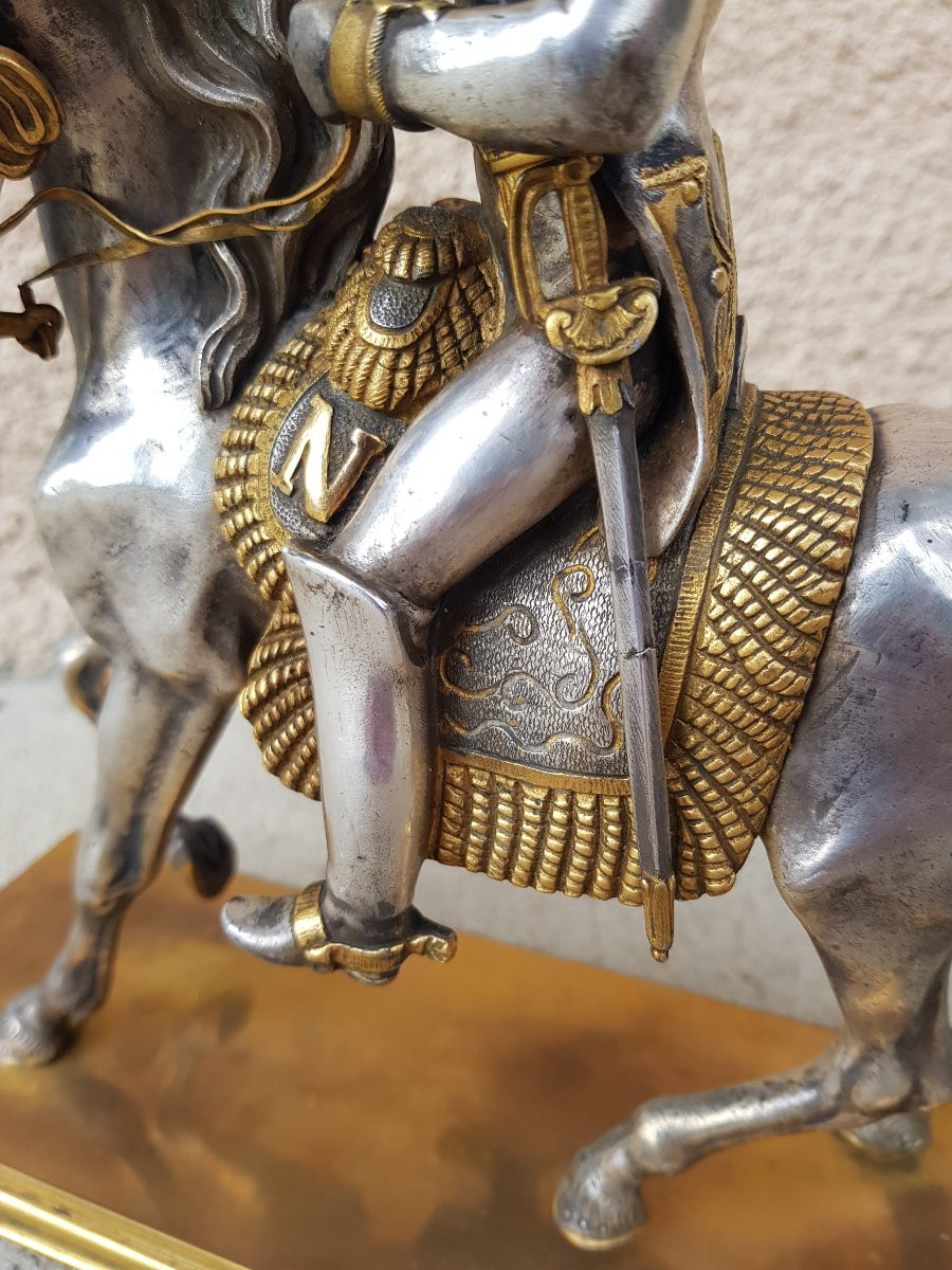 NAPOLÉON à cheval - Bronze doré / argenté XIXè-photo-4
