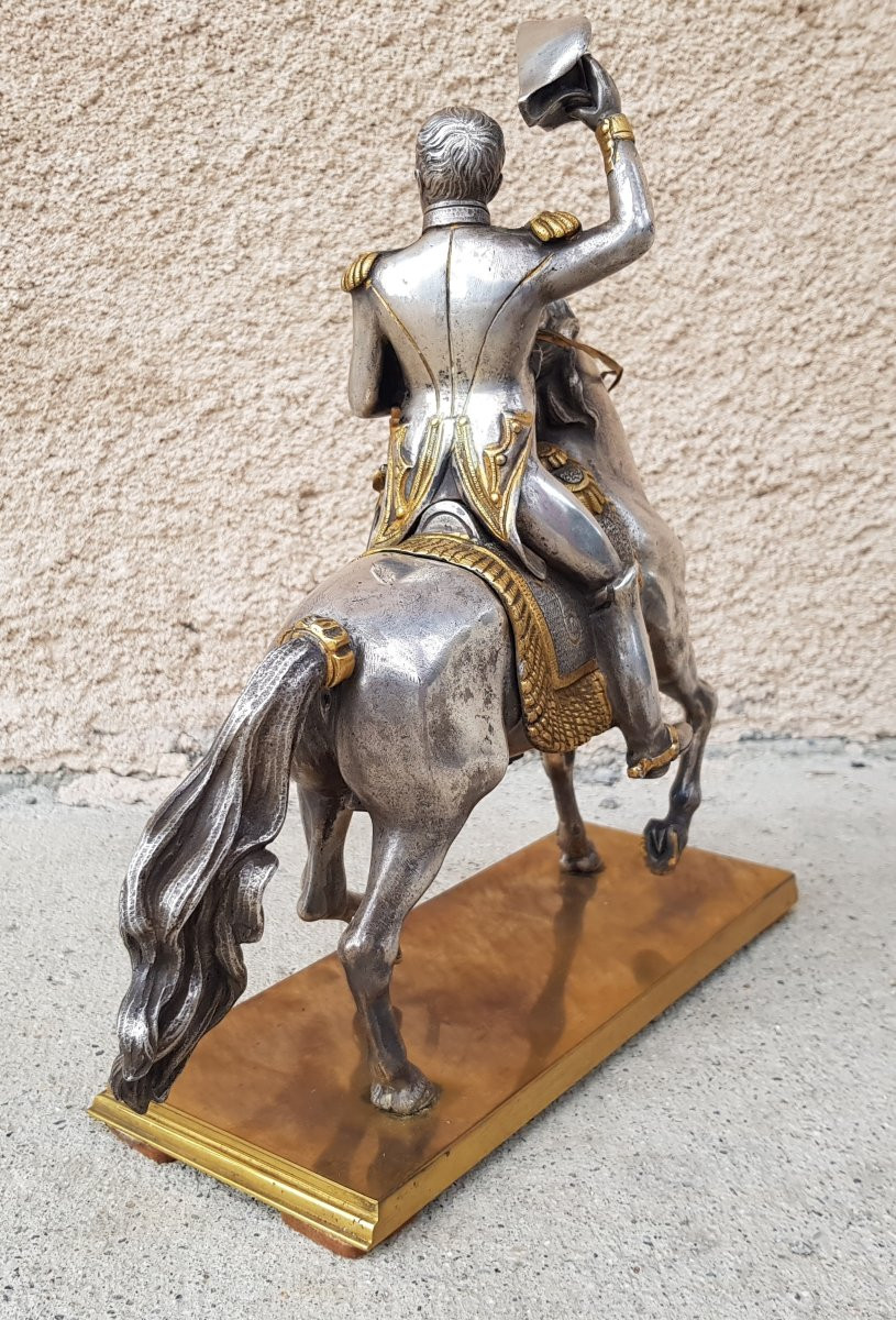 NAPOLÉON à cheval - Bronze doré / argenté XIXè-photo-8