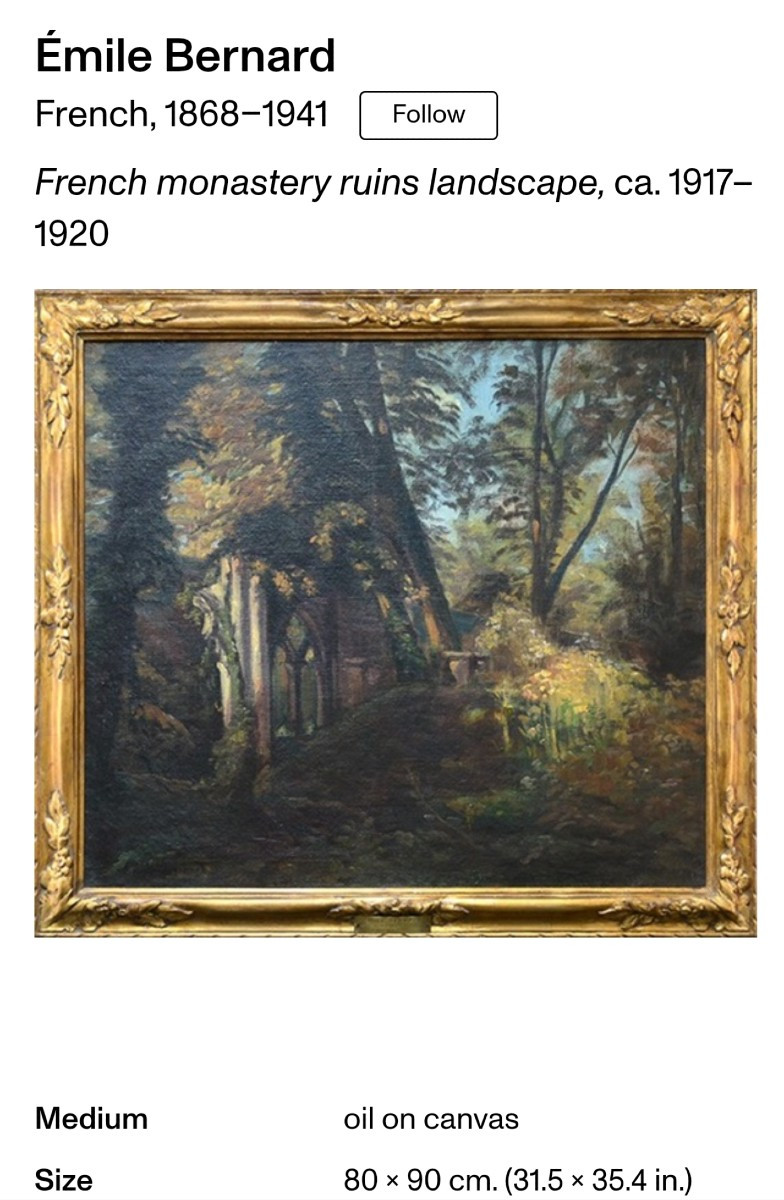 Emile BERNARD - Huile sur toile - Ruines des Templiers-photo-8