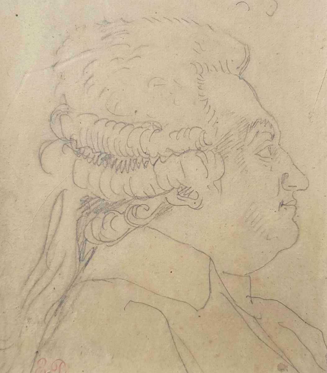 Eugène DELACROIX - Dessin crayon - Portrait MIRABEAU