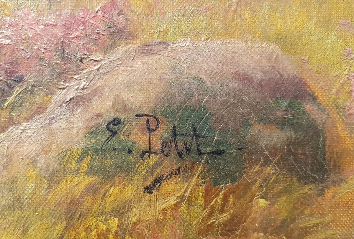 Eugène PETIT - Huile sur toile XIXè - Chiens de chasse-photo-3