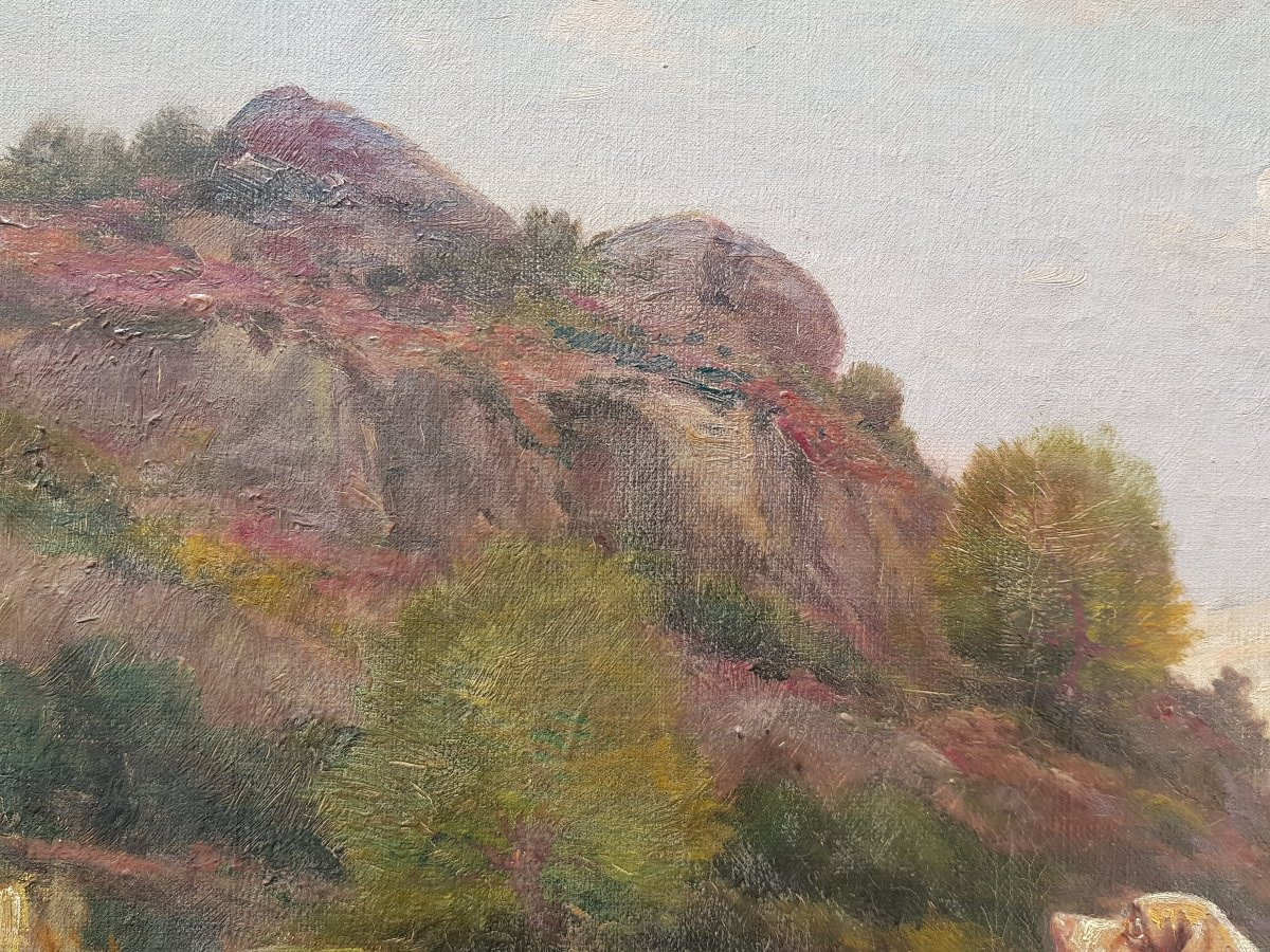 Eugène PETIT - Huile sur toile XIXè - Chiens de chasse-photo-8