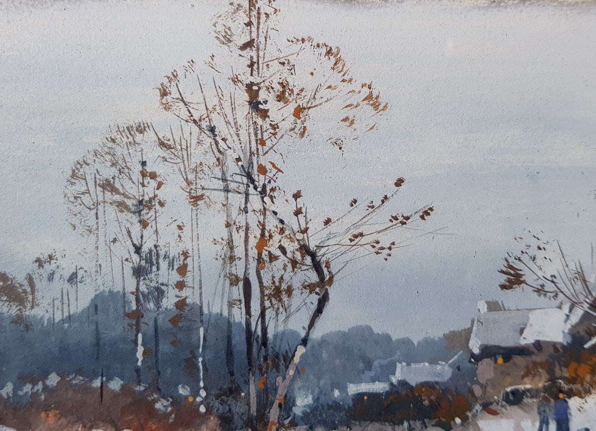 GALIEN LALOUE - Gouache - Village sous la neige-photo-6