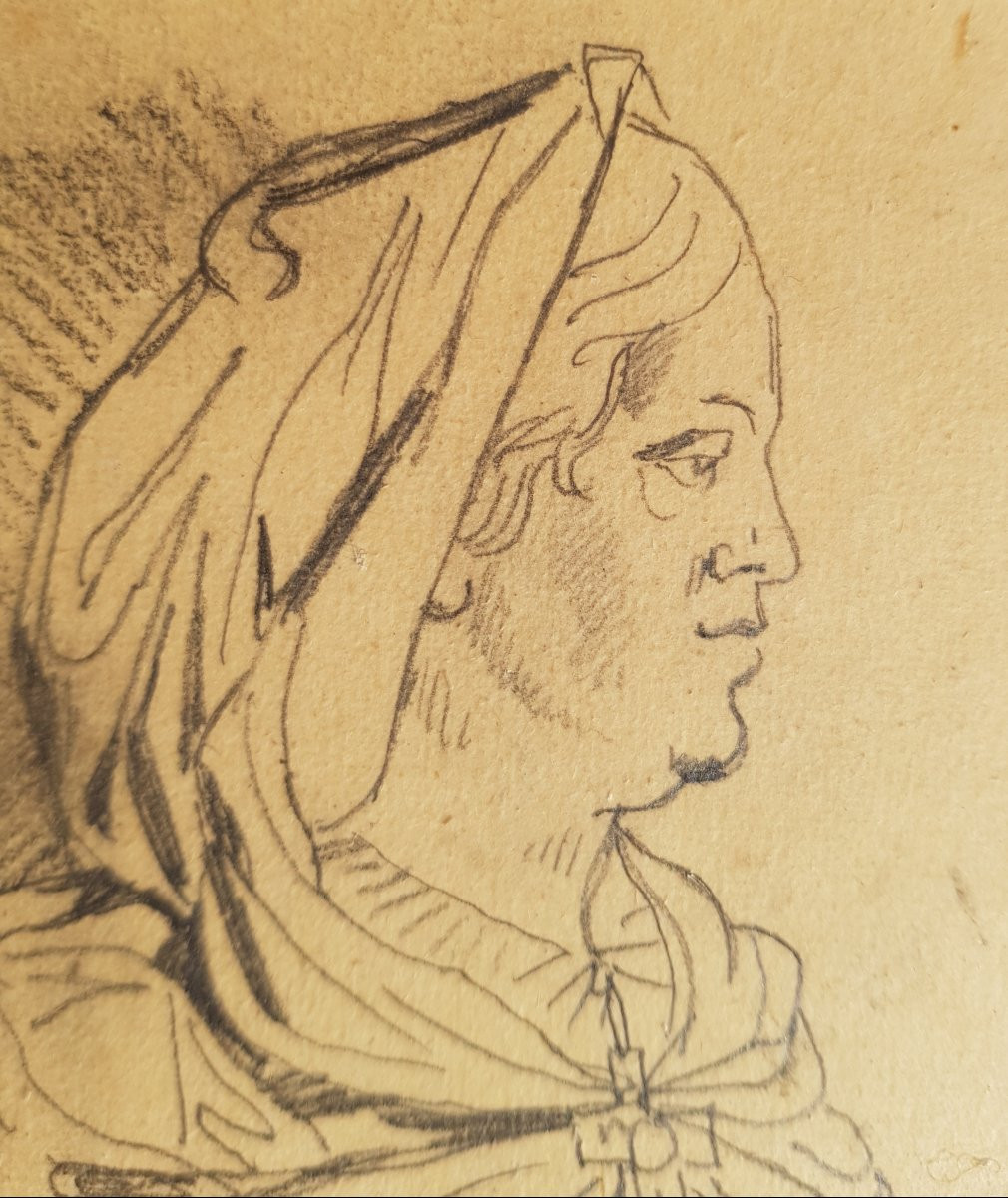 Eugène DELACROIX - Dessin crayon - Portrait de femme-photo-6