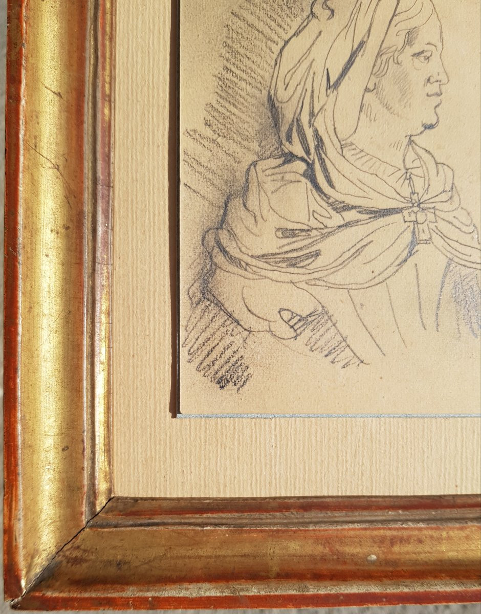 Eugène DELACROIX - Dessin crayon - Portrait de femme-photo-7