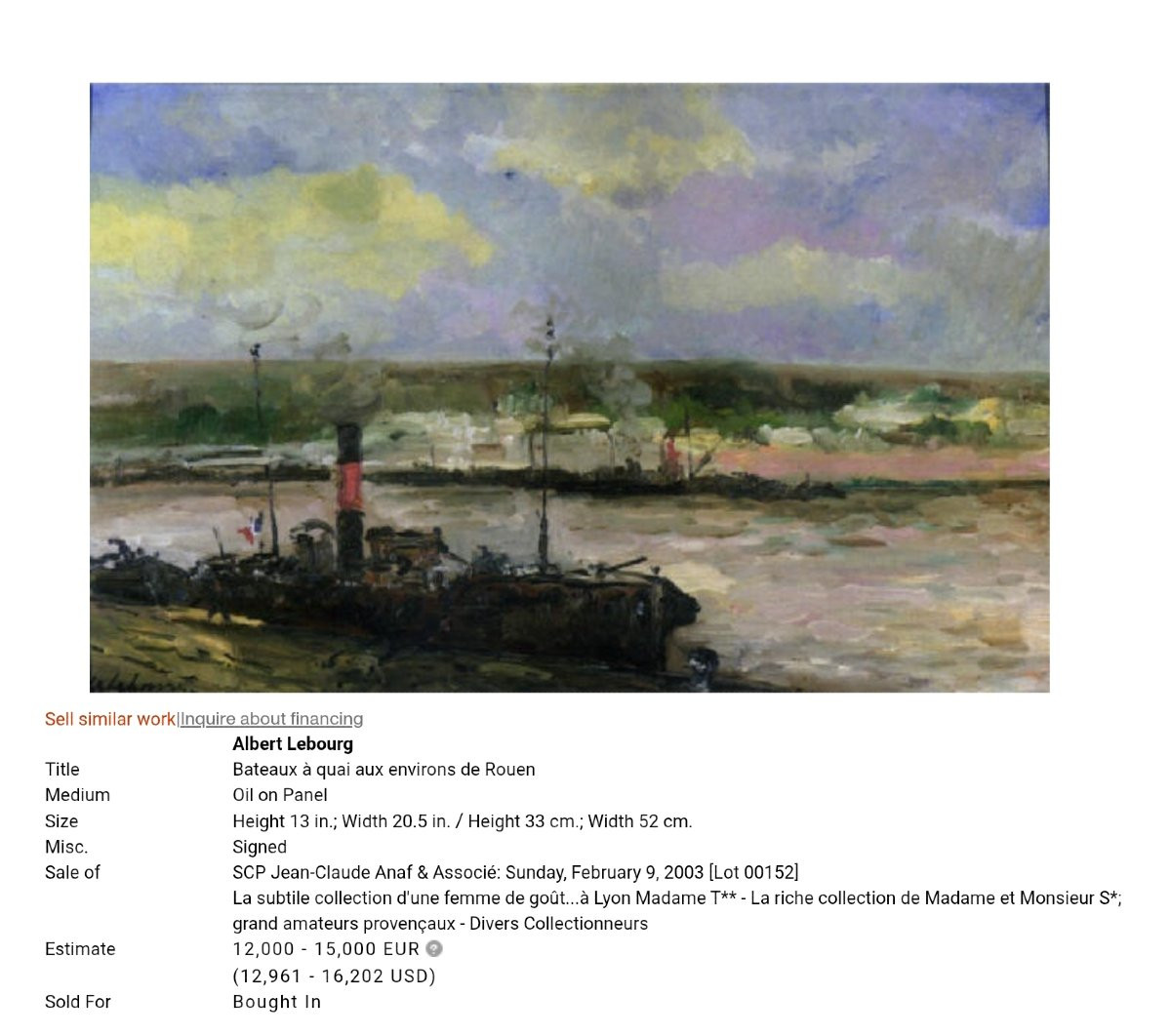 Albert Lebourg - Oil On Panel - Boats In Rouen-photo-7