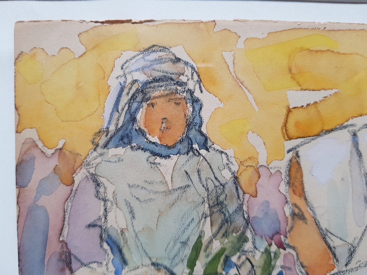 Henry MORET - Ecole Pont-Aven - Aquarelle - Bretonnes-photo-2