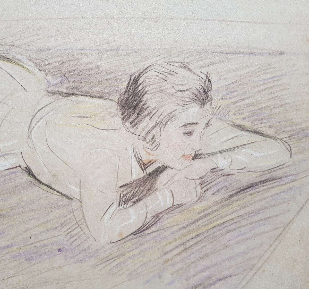 Paul-César HELLEU - Dessin 28 x 50 cms - Jeune fille