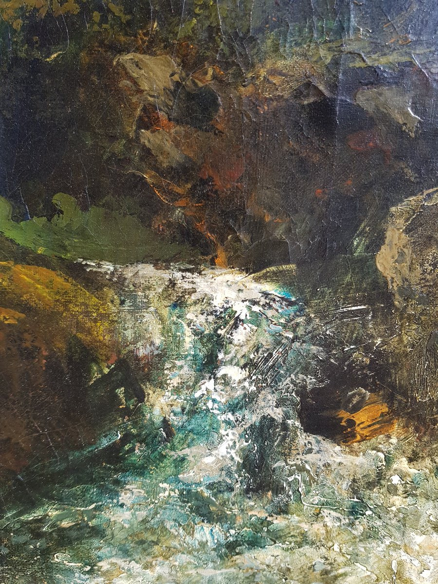 Courbet - Oil On Canvas - 1870 - Waterfall In Forest-photo-4