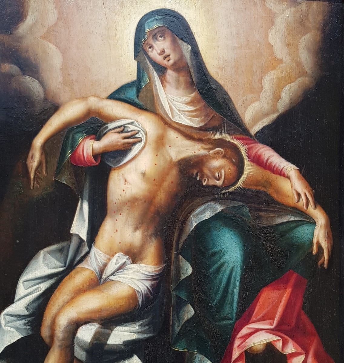 Virgin/pieta - Oil On Panel - Flemish School - 1600