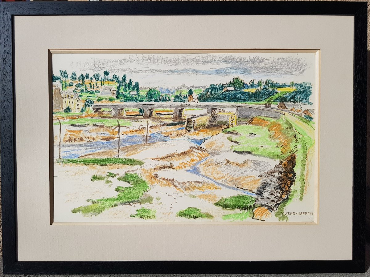 Yvonne JEAN HAFFEN - Grand dessin - La Rance - DINAN-photo-2