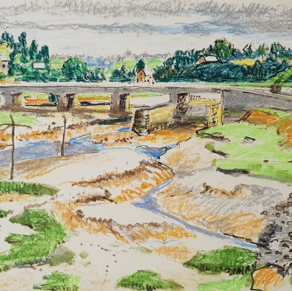 Yvonne JEAN HAFFEN - Grand dessin - La Rance - DINAN