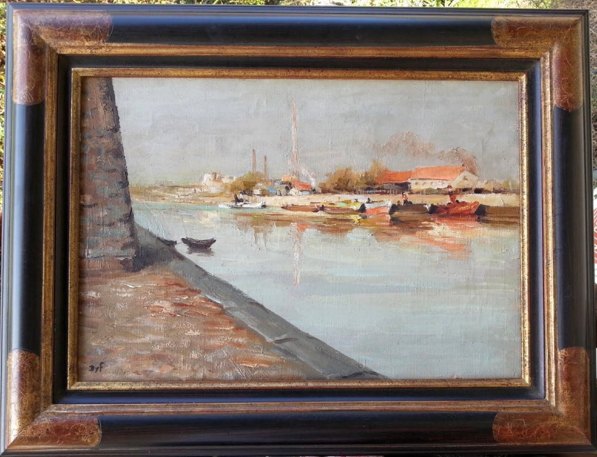Marcel DYF - Huile sur toile - Canal à Arles-photo-4