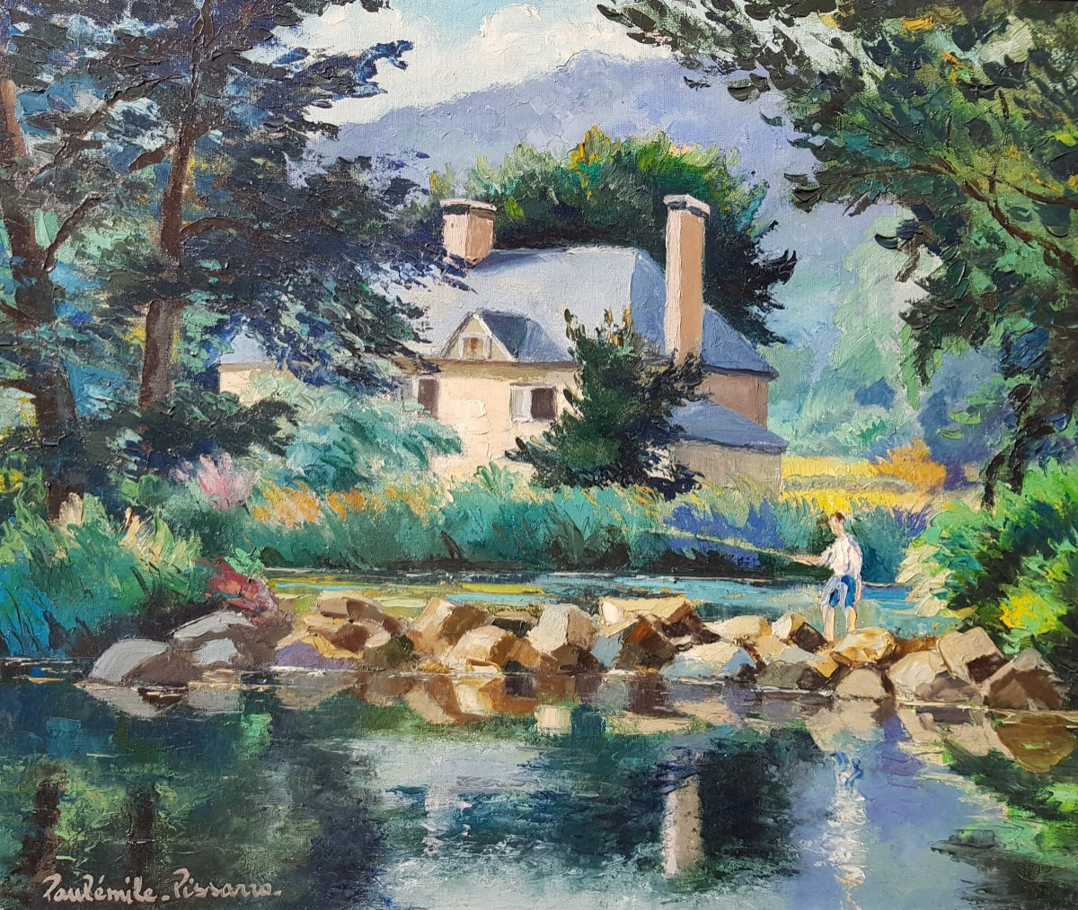 Paul-emile Pissarro - Oil On Canvas - 54 X 65 Cm - River-photo-1