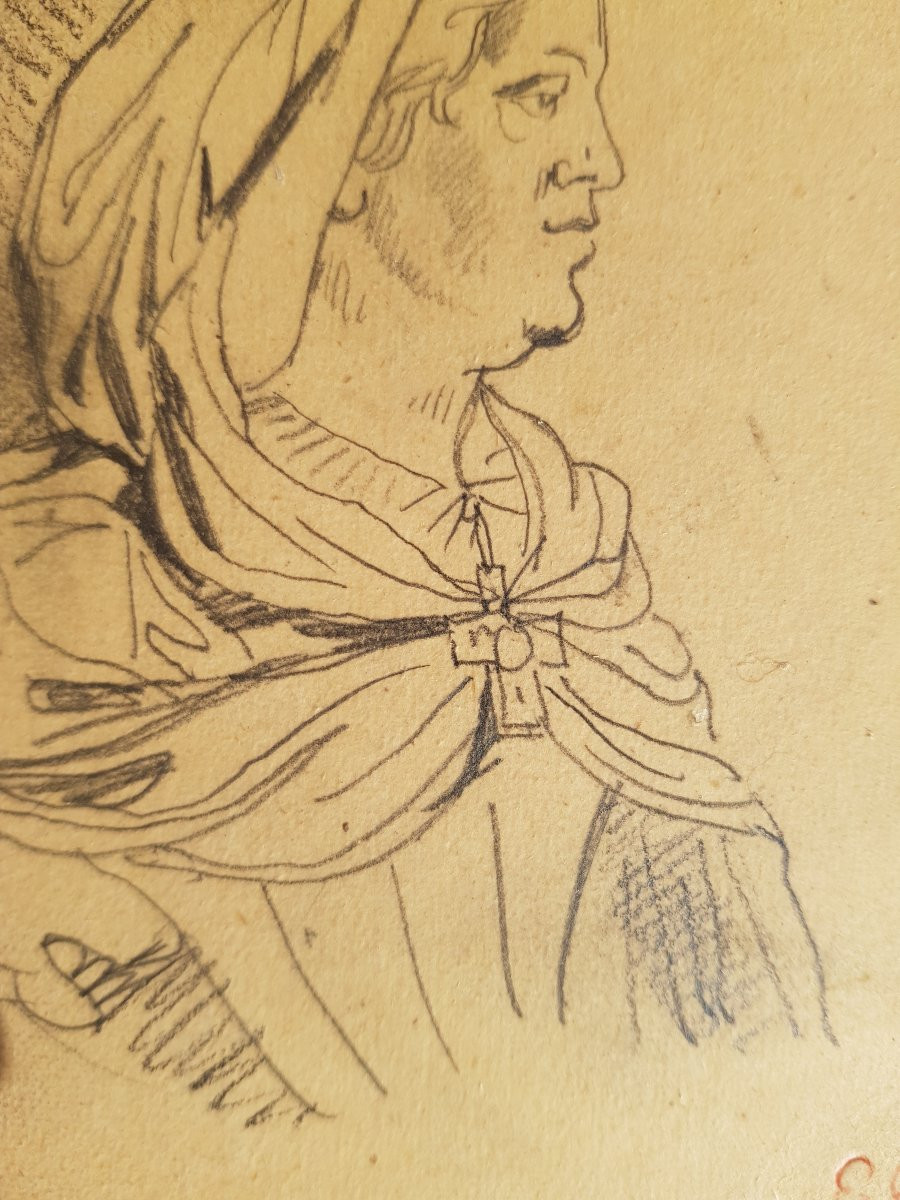 Eugène DELACROIX - Dessin crayon - Portrait de femme-photo-2