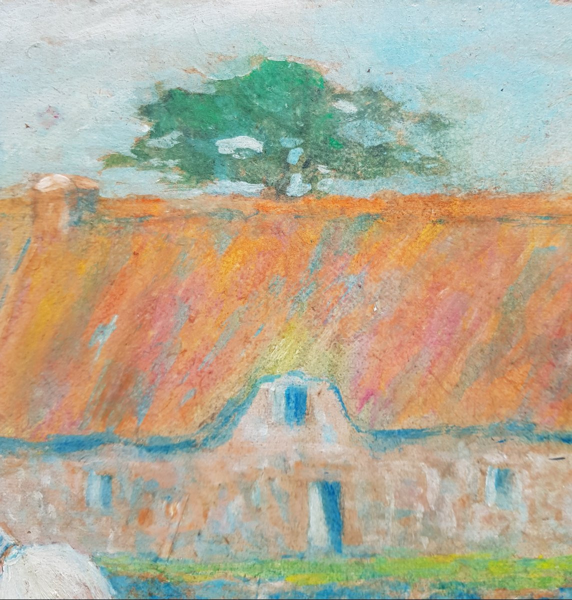 DELAVALLÉE - Huile - Pont Aven - Batteuse de blé - 1890-photo-6