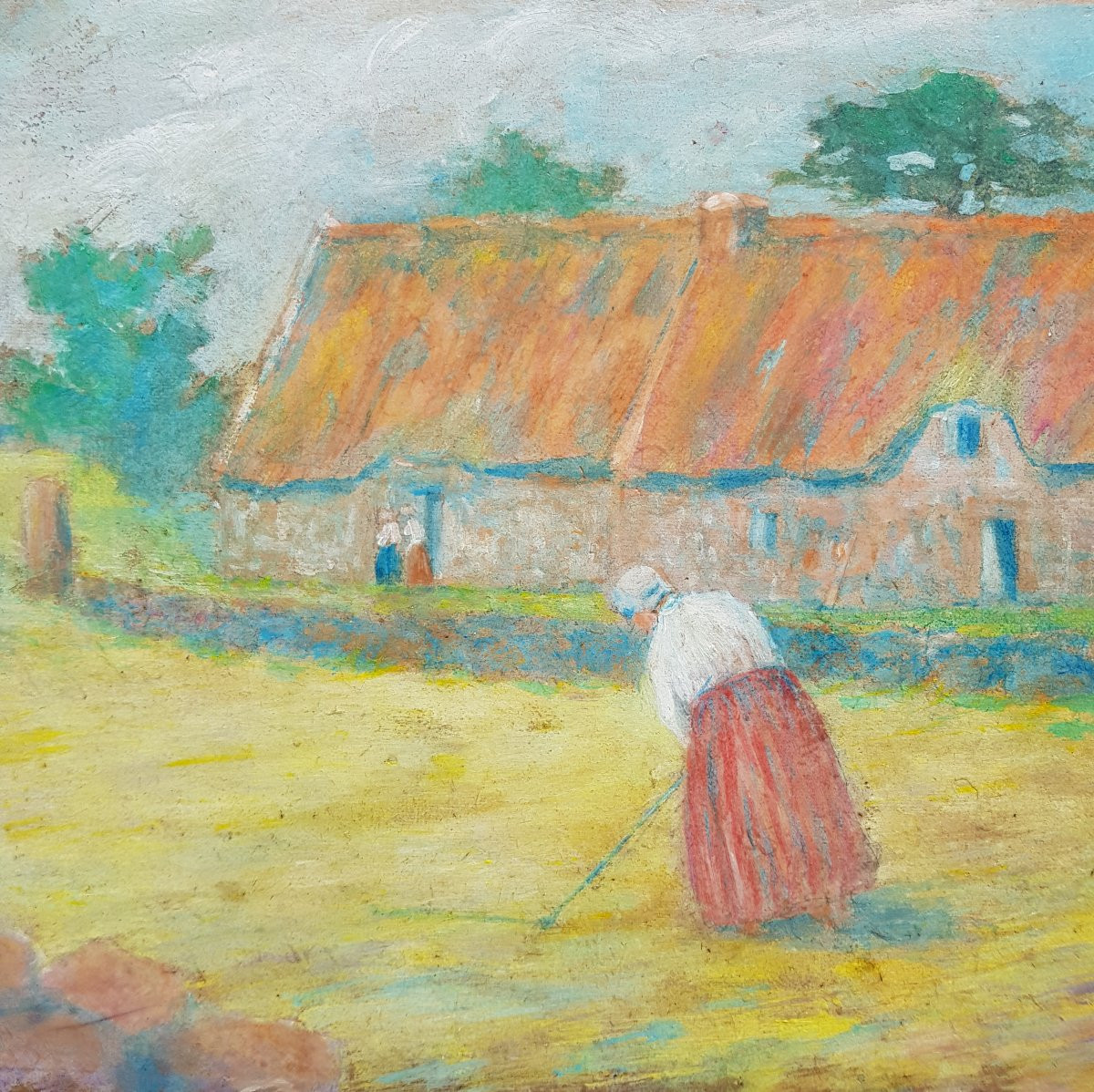 DELAVALLÉE - Huile - Pont Aven - Batteuse de blé - 1890-photo-7