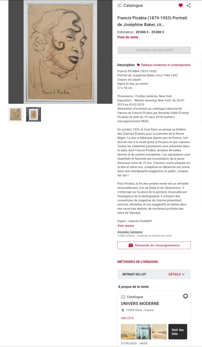 PICABIA - Dessin - Portrait de femme - CERTIFICAT-photo-3