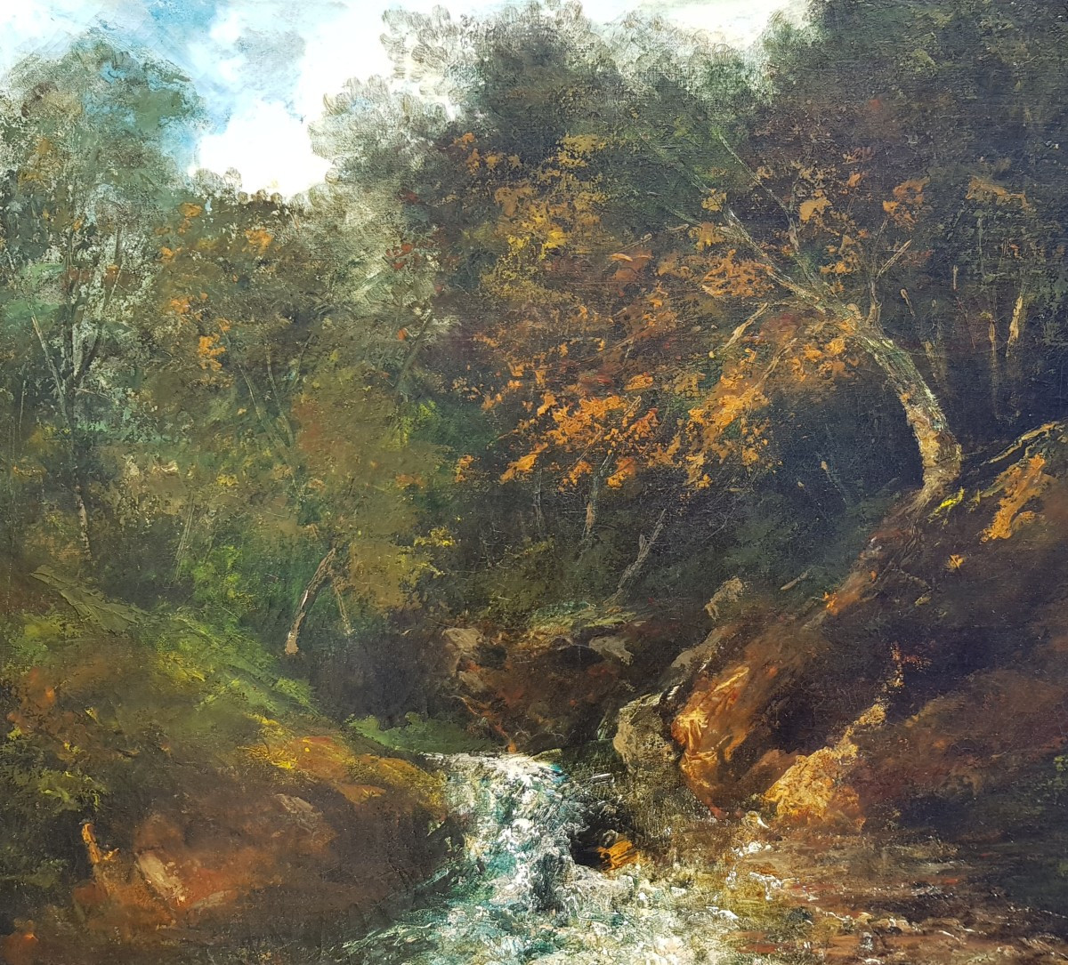 Courbet - Oil On Canvas - Waterfall In Forest - 1870