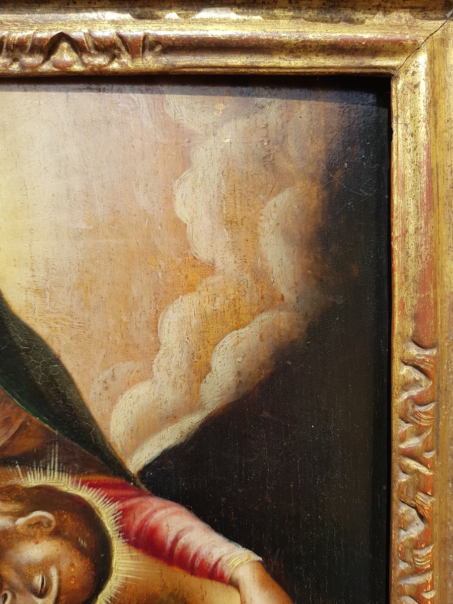 Virgin / Pieta - Oil On Panel - Flemish School 1600-photo-5