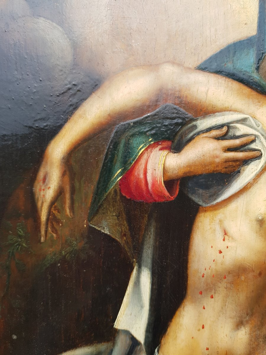 Virgin / Pieta - Oil On Panel - Flemish School 1600-photo-6