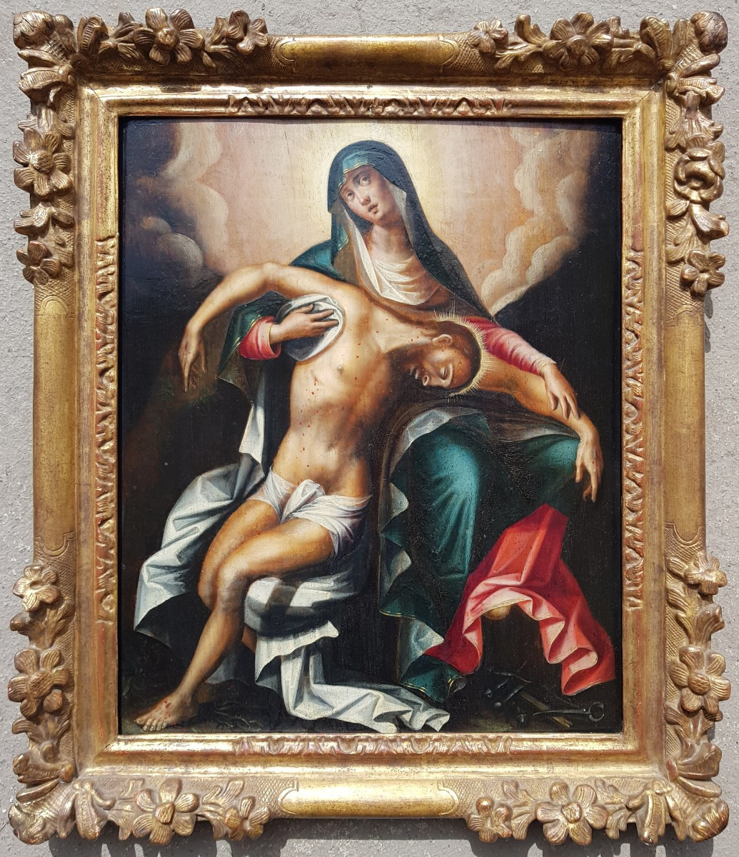 Virgin / Pieta - Oil On Panel - Flemish School 1600