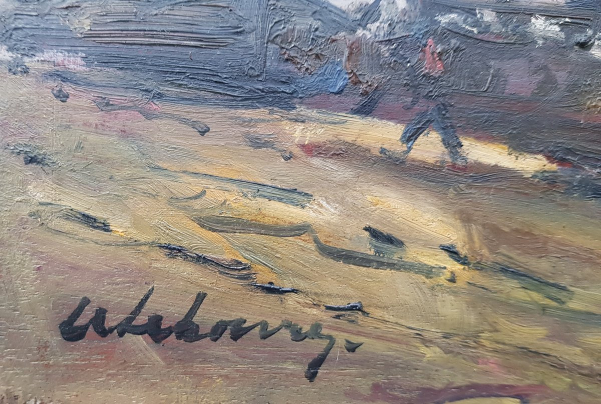 Albert LEBOURG - Huile sur panneau - Bateaux à Rouen-photo-3