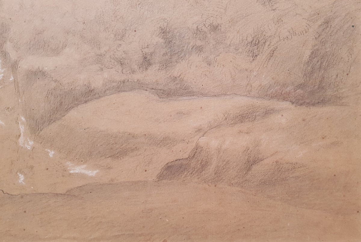 Theodore Rousseau - Large Drawing - Rocky Landscape - 1842-photo-2