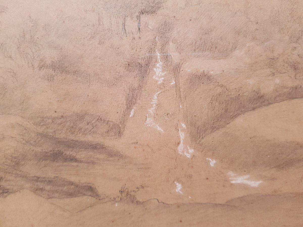 Theodore Rousseau - Large Drawing - Rocky Landscape - 1842-photo-4