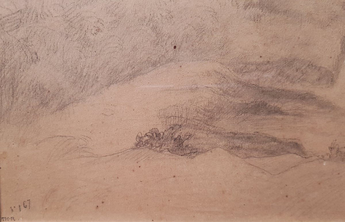 Theodore Rousseau - Large Drawing - Rocky Landscape - 1842-photo-5