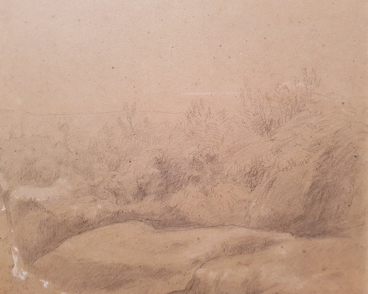 Theodore Rousseau - Large Drawing - Rocky Landscape - 1842-photo-6