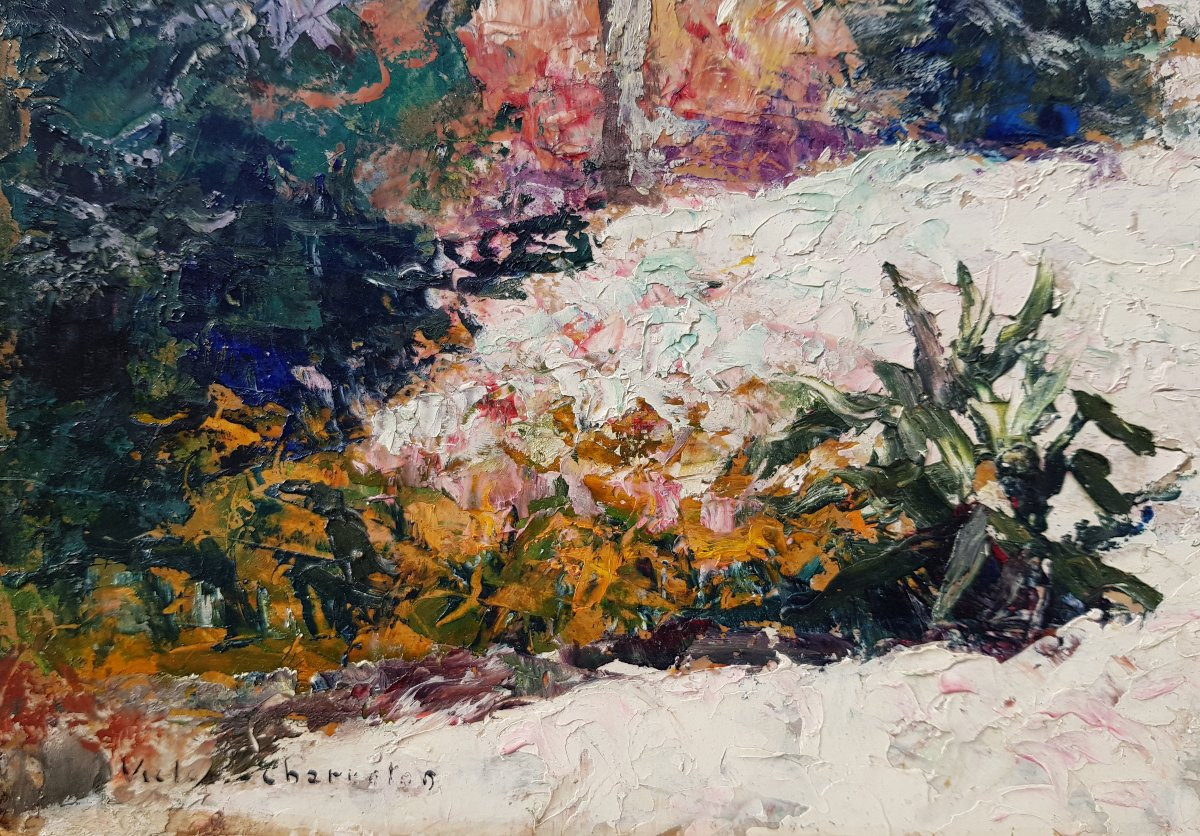 Victor CHARRETON - Huile 33 x 41 cms - Paysage enneigé-photo-1