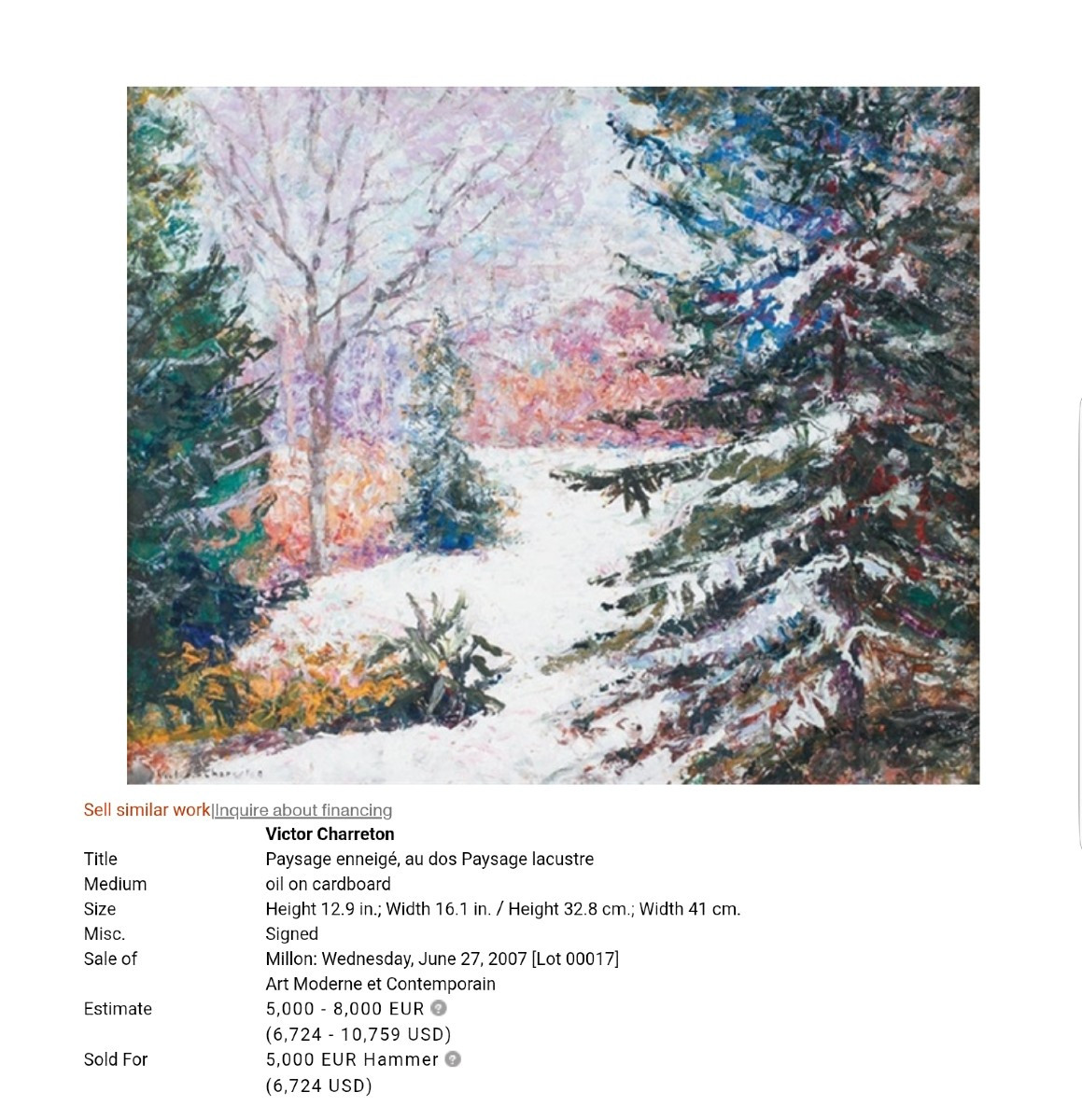 Victor CHARRETON - Huile 33 x 41 cms - Paysage enneigé-photo-8