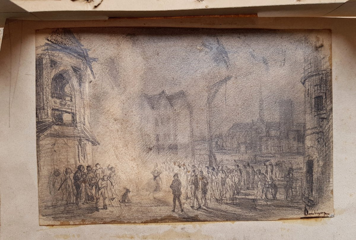 Daubigny - Esmeralda And Notre-dame Paris - Drawing 1840-photo-6