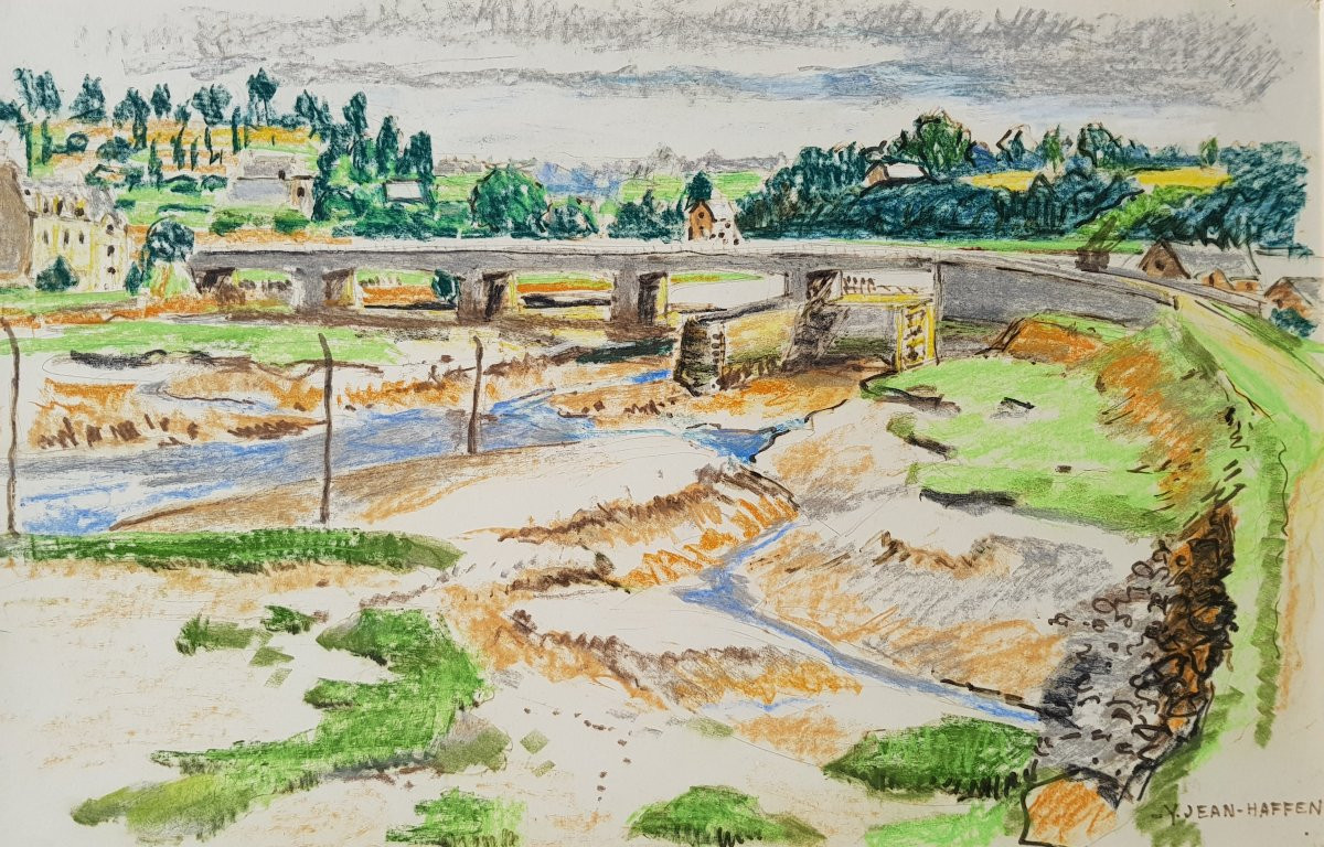 Yvonne JEAN HAFFEN - Grand dessin - La Rance - DINAN-photo-3