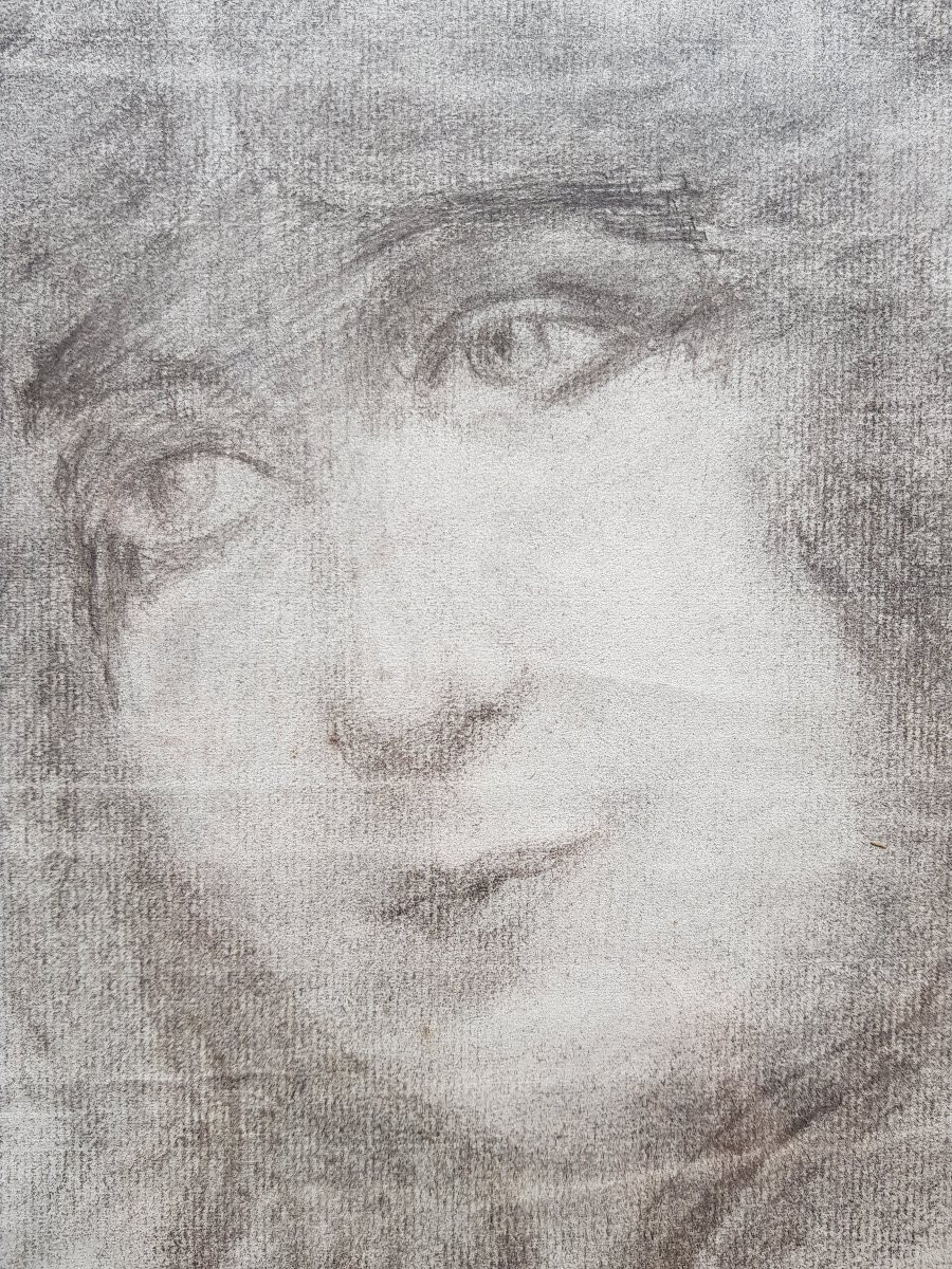 Dessin fusain  - Portrait de jeune femme - 1900-photo-4