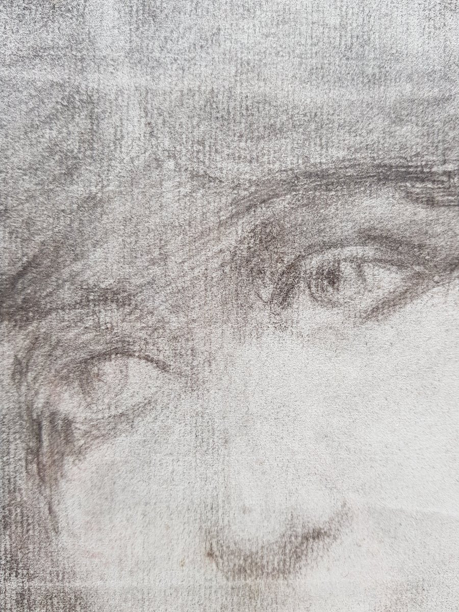 Dessin fusain  - Portrait de jeune femme - 1900-photo-1