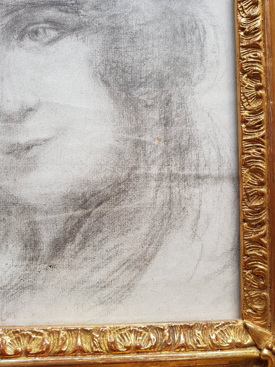 Dessin fusain  - Portrait de jeune femme - 1900-photo-7