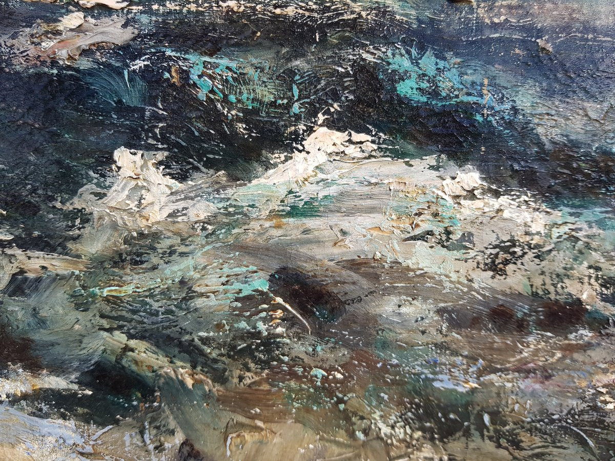 Courbet (circle Of) - Large Oil On Canvas - The Wave-photo-1