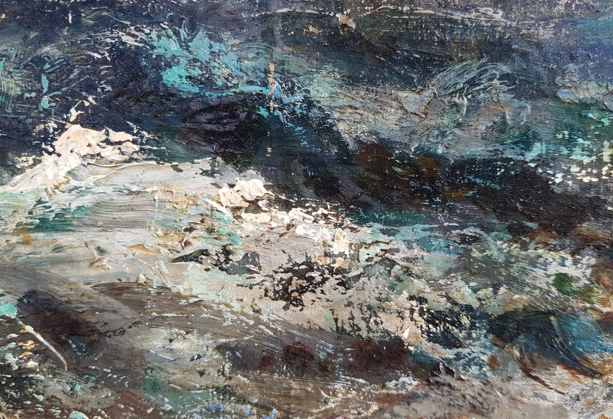 Courbet (circle Of) - Large Oil On Canvas - The Wave-photo-4