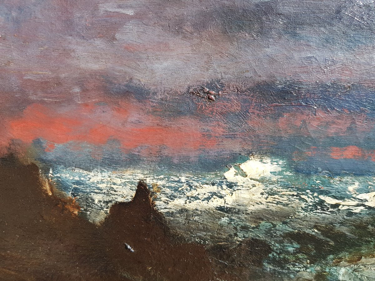 Courbet (circle Of) - Large Oil On Canvas - The Wave-photo-7