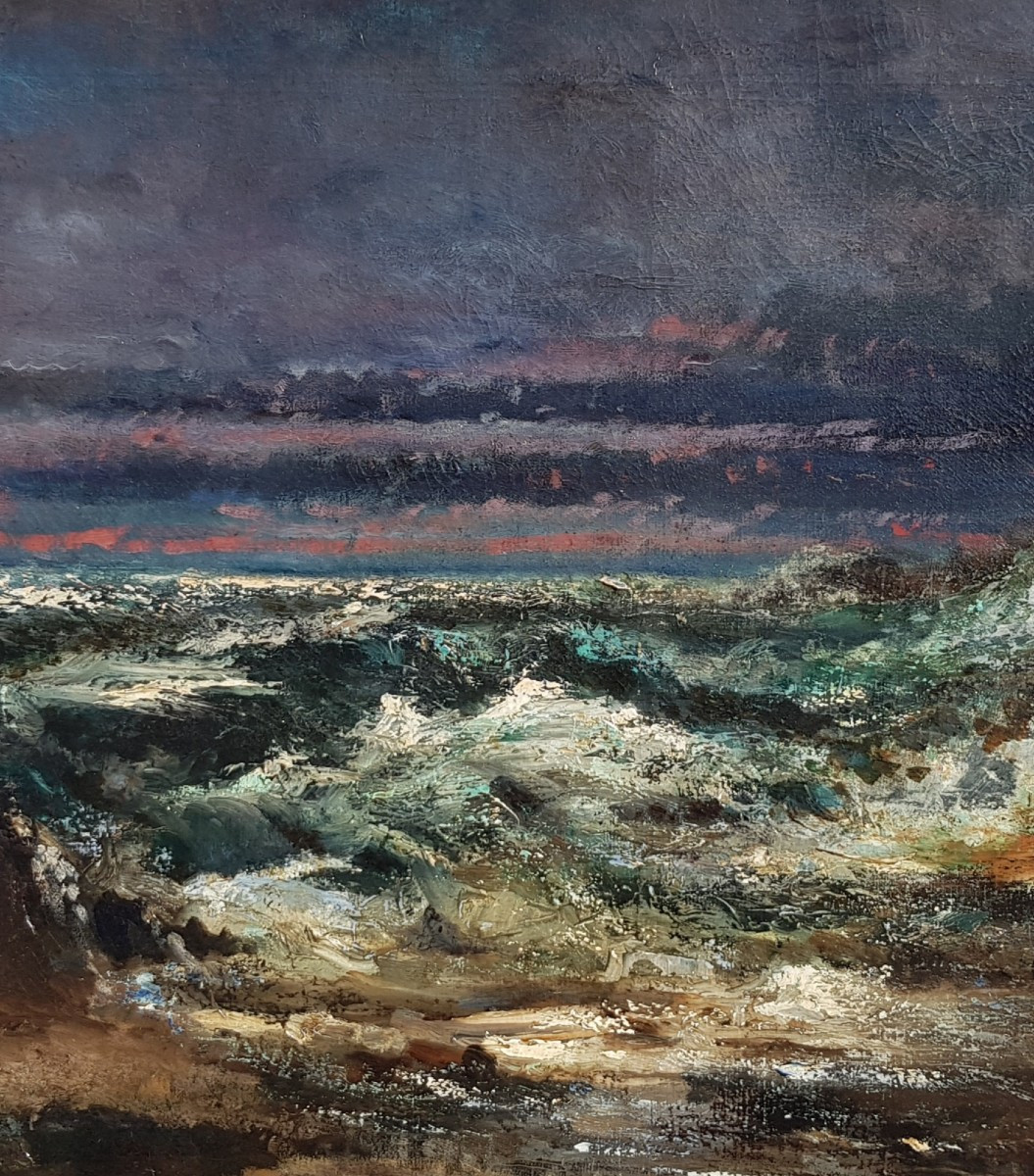 Courbet (circle Of) - Large Oil On Canvas - The Wave